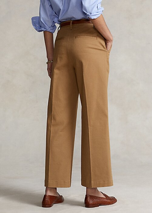 Khaki Ralph Lauren Chino vidbensbyxor för kvinnor Khaki Ralph Lauren Chino vidbensbyxor för kvinnor
