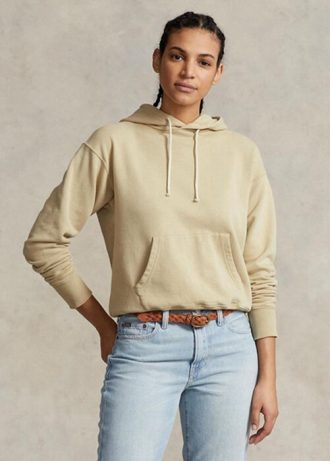 Khaki Ralph Lauren Cotton Fleece Hoodie för kvinnor