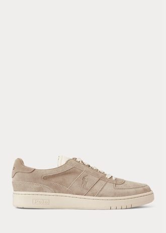 Khaki Ralph Lauren Court Sneakers i mocka för män