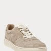 Khaki Ralph Lauren Court Sneakers i mocka för män Khaki Ralph Lauren Court Sneakers i mocka för män