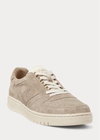 Khaki Ralph Lauren Court Sneakers i mocka för män