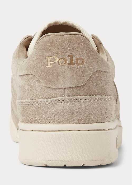 Khaki Ralph Lauren Court Sneakers i mocka för män Khaki Ralph Lauren Court Sneakers i mocka för män