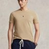 Khaki Ralph Lauren Custom Slim Fit T-shirts med rund hals för män Khaki Ralph Lauren Custom Slim Fit T-shirts med rund hals för män