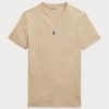 Khaki Ralph Lauren Custom Slim Fit T-shirts med rund hals för män Khaki Ralph Lauren Custom Slim Fit T-shirts med rund hals för män