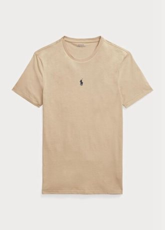 Khaki Ralph Lauren Custom Slim Fit T-shirts med rund hals för män