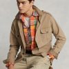 Khaki Ralph Lauren Dobby Utility Overshirt Jackor för män Khaki Ralph Lauren Dobby Utility Overshirt Jackor för män