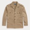 Khaki Ralph Lauren Dobby Utility Overshirt Jackor för män Khaki Ralph Lauren Dobby Utility Overshirt Jackor för män