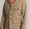Khaki Ralph Lauren Dobby Utility Overshirt Jackor för män Khaki Ralph Lauren Dobby Utility Overshirt Jackor för män