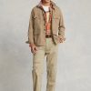 Khaki Ralph Lauren Dobby Utility Overshirt Jackor för män Khaki Ralph Lauren Dobby Utility Overshirt Jackor för män