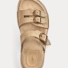 Grå Ralph Lauren Ezra kalvskinnsandaler i mocka för kvinnor Grå Ralph Lauren Ezra kalvskinnsandaler i mocka för kvinnor