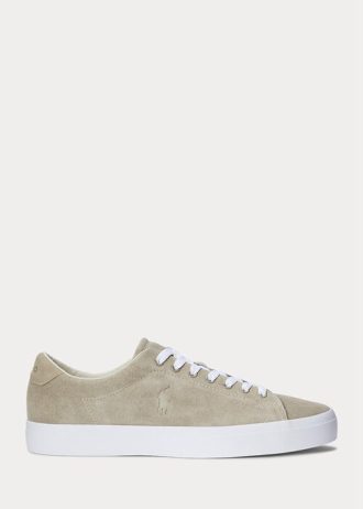 Khaki Ralph Lauren Longwood Sneakers i mocka för män