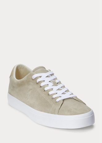 Khaki Ralph Lauren Longwood Sneakers i mocka för män