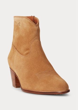 Khaki Ralph Lauren Lucille Stövlar i mocka för kvinnor