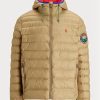 Khaki Ralph Lauren Packable vattenavvisande jackor för män Khaki Ralph Lauren Packable vattenavvisande jackor för män