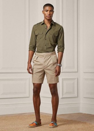 Khaki Ralph Lauren Skräddarsydda Stretch Chino Shorts för män
