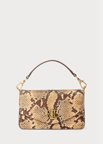 Khaki Ralph Lauren Små Tayler Crossbody-väskor i konstormskinn för kvinnor