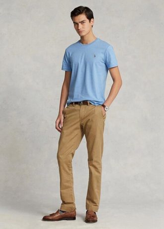Khaki Ralph Lauren Stretch Slim Fit Chino-byxor för män