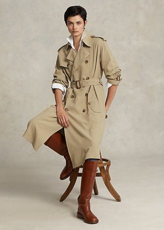 Khaki Ralph Lauren Twill kappor för kvinnor