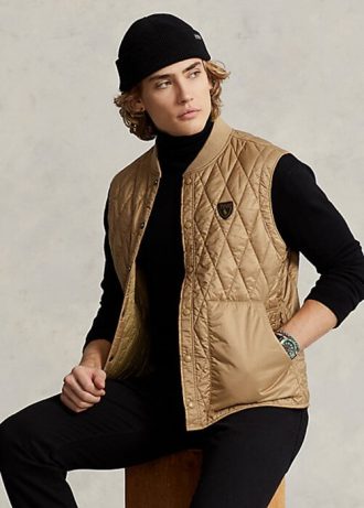 Khaki Ralph Lauren vattenavvisande quiltad väst för män