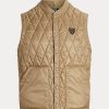 Khaki Ralph Lauren vattenavvisande quiltad väst för män Khaki Ralph Lauren vattenavvisande quiltad väst för män