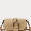 Khaki Ralph Lauren Welington Crossbody-väskor i kalvmocka för kvinnor