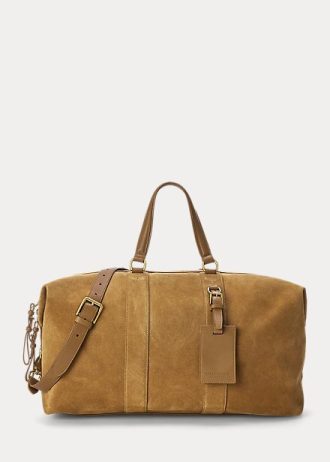 Khaki Ralph Lauren Welington Duffelväskor i kalvmocka för män