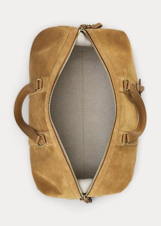 Khaki Ralph Lauren Welington Duffelväskor i kalvmocka för män