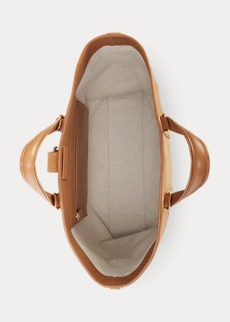 Khaki Ralph Lauren Welington tygväskor i kalvmocka för män