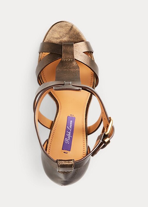 Koppar dam Ralph Lauren Dakota metalliska sandaler i kalvskinn Koppar dam Ralph Lauren Dakota metalliska sandaler i kalvskinn