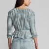 Kräm/blå dam Ralph Lauren Gingham Voile Peplum blusskjortor Kräm/blå dam Ralph Lauren Gingham Voile Peplum blusskjortor