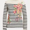Kräm / Marinblå Dam Ralph Lauren Blommor & Randig jersey långärmad T-shirt Kräm / Marinblå Dam Ralph Lauren Blommor & Randig jersey långärmad T-shirt