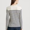 Kräm / Marinblå Dam Ralph Lauren Blommor & Randig jersey långärmad T-shirt Kräm / Marinblå Dam Ralph Lauren Blommor & Randig jersey långärmad T-shirt