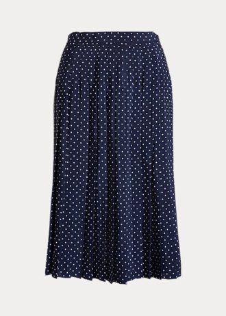 Kräm / Marinblå dam Ralph Lauren Polka-Prickade plisserade crepe kjolar Kräm / Marinblå dam Ralph Lauren Polka-Prickade plisserade crepe kjolar
