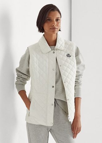 Krämfärgad dam Ralph Lauren Diamond-quiltad väst
