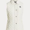 Krämfärgad dam Ralph Lauren Diamond-quiltad väst Krämfärgad dam Ralph Lauren Diamond-quiltad väst