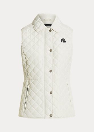 Krämfärgad dam Ralph Lauren Diamond-quiltad väst