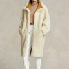 Krämfärgad dam Ralph Lauren Oversize Vändbara Shearling-kappor Krämfärgad dam Ralph Lauren Oversize Vändbara Shearling-kappor