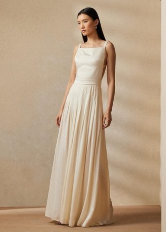 Krämfärgad dam Ralph Lauren Talbert Crepe-Back-Satin aftonklänning