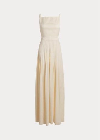 Krämfärgad dam Ralph Lauren Talbert Crepe-Back-Satin aftonklänning