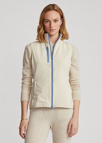 Krämfärgad dam Ralph Lauren Terry ärmlös väst med dragkedja