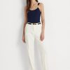 Krämfärgade dam Ralph Lauren Stretch Cady avsmalnande byxor Krämfärgade dam Ralph Lauren Stretch Cady avsmalnande byxor