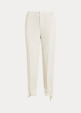 Krämfärgade dam Ralph Lauren Stretch Cady avsmalnande byxor