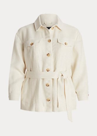Krämfärgade jackor i linne från Ralph Lauren med bälte, fiskben Krämfärgade jackor i linne från Ralph Lauren med bälte, fiskben