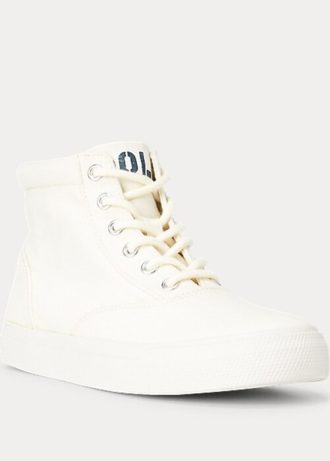 Krämfärgade Ralph Lauren Bryn High-Top Sneakers för kvinnor
