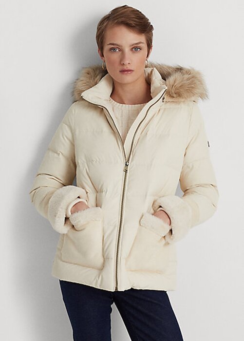 Krämfärgade Ralph Lauren fuskpäls för kvinnor för kvinnor Krämfärgade Ralph Lauren fuskpäls för kvinnor för kvinnor