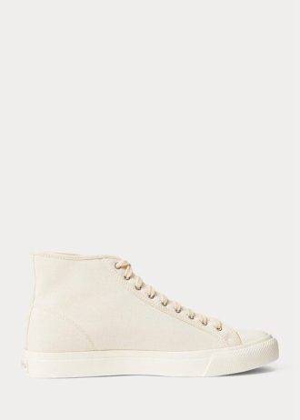 Krämfärgade Ralph Lauren Mayport Canvas Sneakers för män