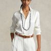 Krämfärgade Ralph Lauren Mulberry Silk Shir-skjortor för kvinnor Krämfärgade Ralph Lauren Mulberry Silk Shir-skjortor för kvinnor