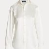 Krämfärgade Ralph Lauren Mulberry Silk Shir-skjortor för kvinnor Krämfärgade Ralph Lauren Mulberry Silk Shir-skjortor för kvinnor