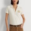 Krämfärgade Ralph Lauren Piképikétröjor med pärlor, dam Krämfärgade Ralph Lauren Piképikétröjor med pärlor, dam