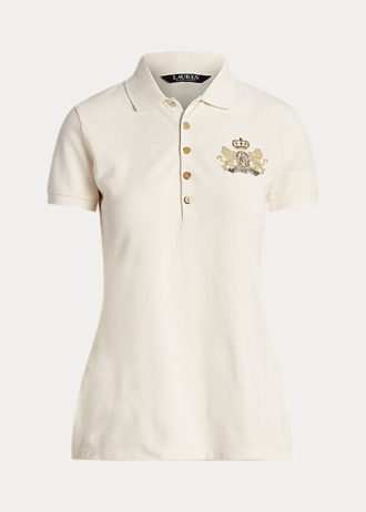Krämfärgade Ralph Lauren Piképikétröjor med pärlor, dam Krämfärgade Ralph Lauren Piképikétröjor med pärlor, dam